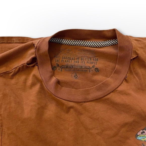 Volcom Organic Cotton Mushroom 🍄🟫🍄 Tee Size Small. Well loved! - Picture 6 of 8
